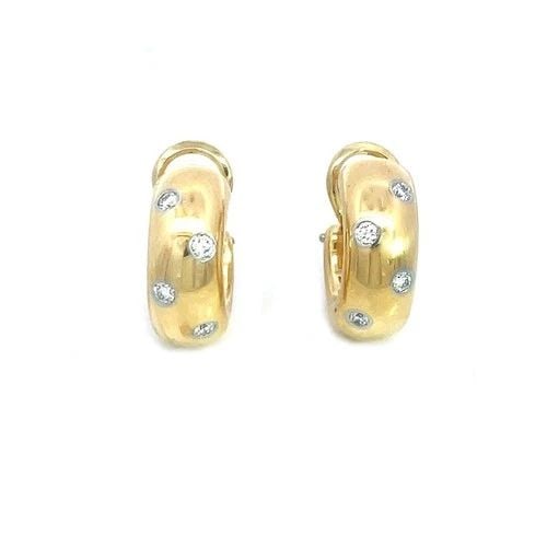 TIFFANY & CO. ETOILE DIAMOND GOLD EARRINGS PLATINUM CHUBBY HOOP STYLE: TIFFANY & CO. ETOILE DIAMOND GOLD EARRINGS PLATINUM CHUBBY HOOP STYLE These charming Tiffany & Co. gold and diamond earrings are from the Etoile Collection. They are luxurious and elegant choice for a