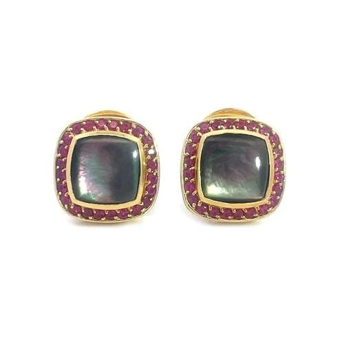 DAVID YURMAN ALBION GOLD EARRINGS GEMSTONE 18K YELLOW POST CLIP STYLE (1 of 2)