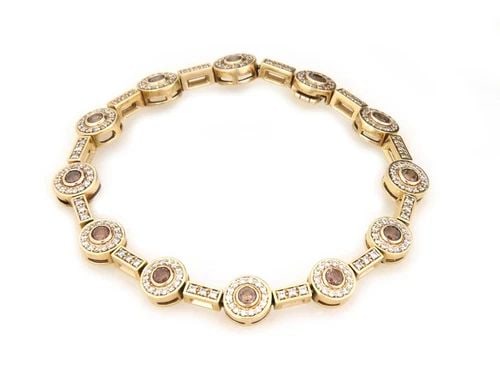 FANCY CHAMPAGNE-BROWN 2CT DIAMONDS 14K GOLD LINK BRACELET 7"L- LIQUIDATION (1 of 2)