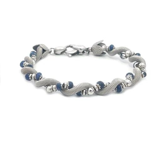 SUN DAY GOLD BRACELET SAPPHIRE 18K WHITE MESH INTERLACED LINKS (1 of 2)