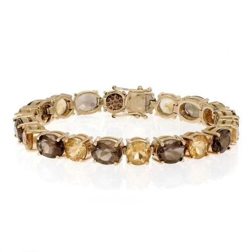 DIAMOND CITRINE SMOKY QUARTZ 14K GOLD BRACELET (1 of 2)