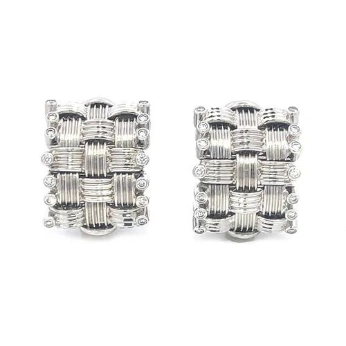 ROBERTO COIN APPASSIONATA GOLD EARRINGS DIAMOND 18K WHITE CLIP ON: ROBERTO COIN APPASSIONATA GOLD EARRINGS DIAMOND 18K WHITE CLIP ON These lovely authentic earrings are by Roberto Coin from the Appassionata Collection, they are crafted from 18k white gold with a high