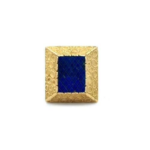 LAPIS 18K GOLD RING FOUR-SIDED PYRAMIDAL TEXTURED STYLE HEAVY 25 GRAMS (1 of 2)