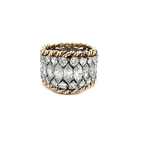 DIAMOND PLATINUM GOLD RING 14K YELLOW FULL CIRCLE WIDE BAND MARQUISE SIZE 5.5 (1 of 2)