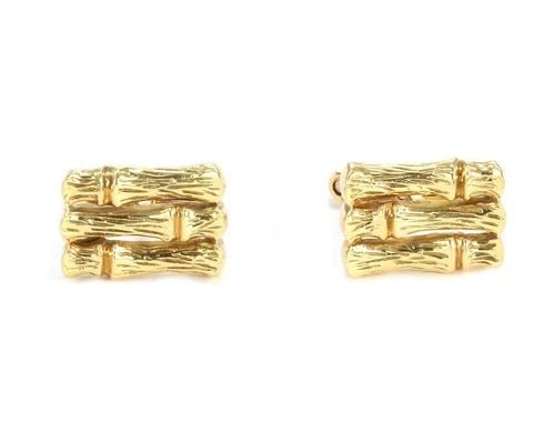 TIFFANY & CO. BAMBOO STUD CUFFLINKS VINTAGE 18K YELLOW GOLD (1 of 2)