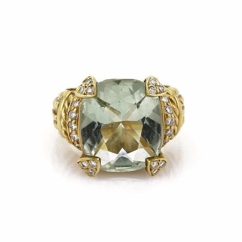 JUDITH RIPKA RING GREEN AMETHYST & DIAMOND 18K YELLOW GOLD (1 of 2)