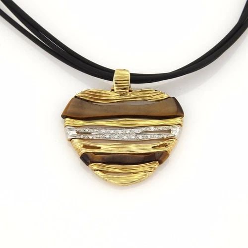 ROBERTO COIN GOLD CORD NECKLACE DIAMOND GEM 18K GOLD HEART PENDANT (1 of 2)