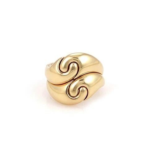 MARINA B 18K YELLOW GOLD DOUBLE STACK YING YANG STYLE CONTOUR RING SIZE 6.5 (1 of 2)