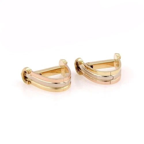 C DE CARTIER 18K STIRRUP CUFFLINKS TRI-COLOR GOLD W/PAPER (1 of 2)