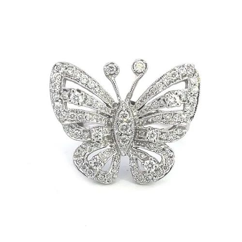 SONIA B. BUTTERFLY RING DIAMOND & 14K WHITE GOLD: SONIA B. BUTTERFLY RING DIAMOND & 14K WHITE GOLD This is an adorable ring from designer Sonia B, it is crafted from 14k white gold featuring an open style winged butterfly fully decorated with diamond