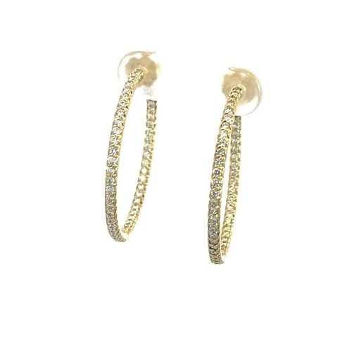 DESIGNER 1226VI DIAMOND GOLD EARRINGS 18K YELLOW INSIDE OUT HOOP STYLE (1 of 2)