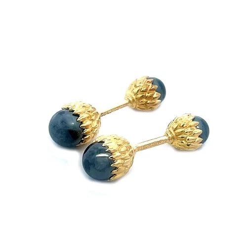 TIFFANY & CO. SCHLUMBERGER GOLD CUFFLINKS 18K YELLOW HEMATITE ACORN STYLE (1 of 2)