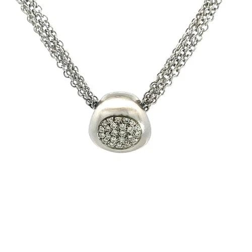 LEO PIZZO DIAMOND GOLD NECKLACE 18K WHITE PAVE SET SLIDE CHARM MULTI-CHAIN (1 of 2)
