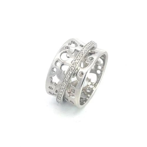 PASQUALE BRUNI GOLD SPINNER BAND RING DIAMOND 18K WHITE DOUBLE BAND: PASQUALE BRUNI GOLD SPINNER BAND RING DIAMOND 18K WHITE DOUBLE BAND Authentic from Pasquale Bruni, this beautiful double band ring is crafted from 18k white gold with a polished finish. It features a 