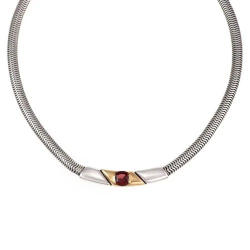 GUCCI VINTAGE 2.00CT GARNET 18K YELLOWGOLD 925 SILVER NECKLACE POUCH LIQUIDATION (1 of 2)