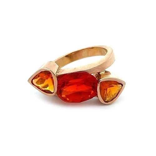 ESTATE MEXICAN OPAL 18K ROSE GOLD TRILLION & OVAL STONE RING (1 of 2)