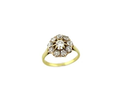 VICTORIAN 1.00CT OLD MINE CUT DIAMOND 14K YELLOW GOLD FLORAL RING LIQUIDATION (1 of 2)