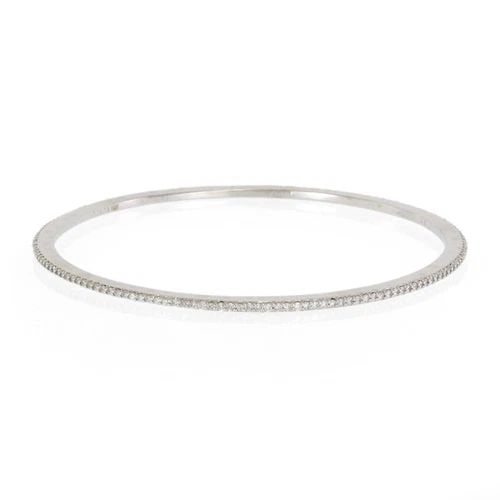 ELEGANT 1.5CT MICROPAVE SET DIAMOND 14K WHITE GOLD SLIM BANGLE LIQUIDATION!: ELEGANT 1.5CT MICROPAVE SET DIAMOND 14K WHITE GOLD SLIM BANGLE ! Elegant 1.5ct Micropave Set Diamond 14k White Gold Slim Bangle ! Description This elegant bangle is crafted from 14k white gold, it is 