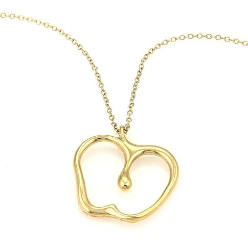 TIFFANY & CO. PERETTI 18K YELLOW GOLD LARGE APPLE PENDANT & CHAIN: TIFFANY & CO. PERETTI 18K YELLOW GOLD LARGE APPLE PENDANT & CHAIN This is a large eye-catching authentic pendant and long chain from Tiffany & Co. by designer Elsa Peretti, it is crafted from 18kt yel