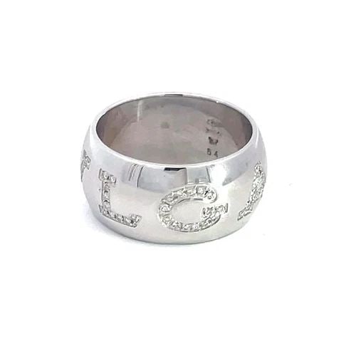 BULGARI DIAMOND GOLD DOME RING 18K WHITE ENGRAVED GEM BAND SIZE 6.5 (1 of 2)