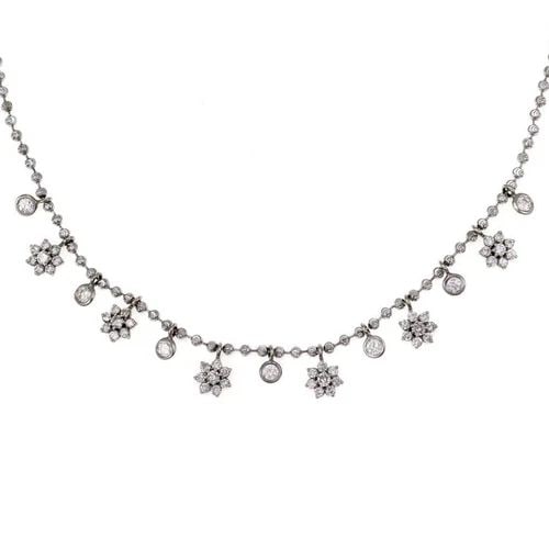 LOVELY 1.00CT DIAMOND 14K WHITE GOLD FLORAL CHARMS BEAD NECKLACE LIQUIDATION (1 of 2)