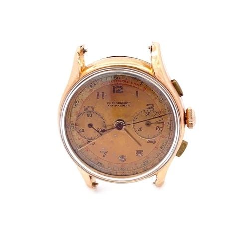 VINTAGE CHRONOGRAPH ANTIMAGNETIC HAND WIND 18K ROSE GOLD WATCH LIQUIDATION (1 of 2)