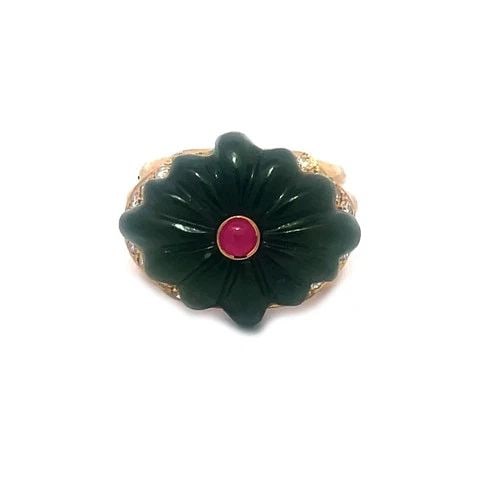 ANDREOLI DIAMOND GOLD RING 18K YELLOW GEMSTONE FLORAL STYLE (1 of 2)