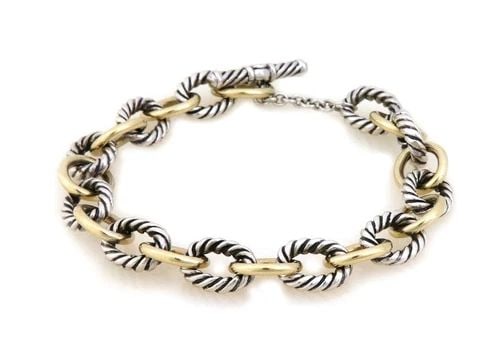 DAVID YURMAN BRACELET 18K YELLOW GOLD STERLING OVAL CABLE LINK BRACELET: DAVID YURMAN BRACELET 18K YELLOW GOLD STERLING OVAL CABLE LINK BRACELET David Yurman 18k Yellow Gold Sterling Oval Cable Link Bracelet Description This chic authentic chain bracelet is by David Yurman