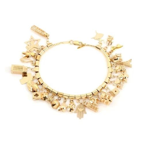 14K YELLOW GOLD ASSORTED MULTI-CHARMS CHAIN BRACELET LIQUIDATION!: 14K YELLOW GOLD ASSORTED MULTI-CHARMS CHAIN BRACELET ! 14k Yellow Gold Assorted Multi-Charms Chain Bracelet ! Description This is a multi dangling charms bracelet, it is crafted from 14k yellow gold f
