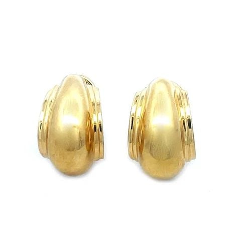TIFFANY & CO. PICASSO GOLD EARRINGS 18K YELLOW DOME OVAL HUGGIE STYLE: TIFFANY & CO. PICASSO GOLD EARRINGS 18K YELLOW DOME OVAL HUGGIE STYLE The Tiffany & Co. earrings are by designer Paloma Picasso, the pair is a fine piece of jewelry crafted from 18k yellow gold. Featu