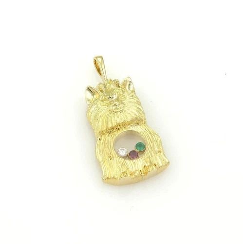DIAMOND & GEMS 18K IHASA APSO DOG PENDANT YELLOW (1 of 2)