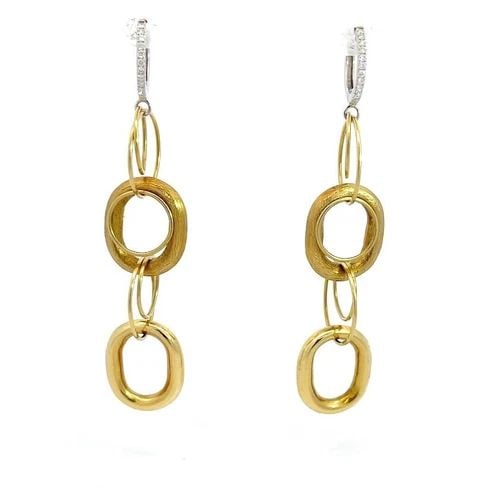 DIAMOND 18K GOLD EARRINGS ASSORTED SHAPE DROP DANGLE RING LINKS (1 of 2)