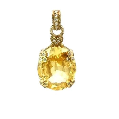 JUDITH RIPKA DIAMOND GOLD PENDANT YELLOW COLORED STOEN 18K YELLOW OVAL SHAPE (1 of 2)
