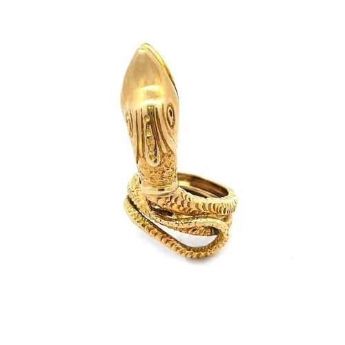 18K GOLD SNAKE RING LONG FINGER COILED DOUBLE BAND (1 of 2)