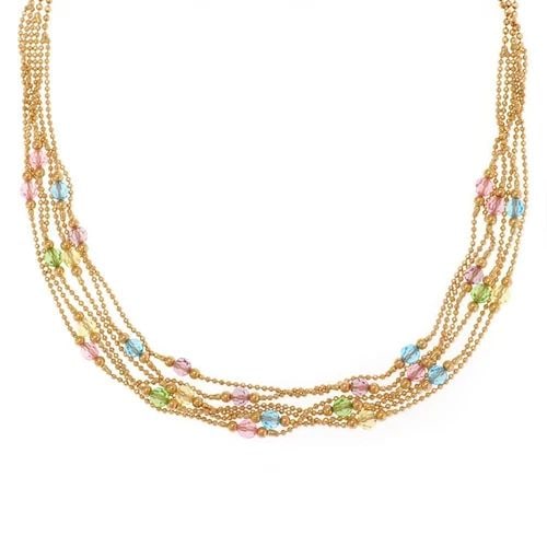 MULTICOLOR GEMS 14K YELLOW GOLD 3-6 STRAND FINE BEADED NECKLACE: MULTICOLOR GEMS 14K YELLOW GOLD 3-6 STRAND FINE BEADED NECKLACE Multicolor Gems 14k Yellow Gold 3-6 Strand fine Beaded Necklace Description This is a lovely multistrand necklace, crafted from 14k yell