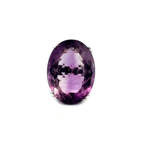 AMETHYST GOLD RING 18K WHITE LARGE OVAL COCKTAIL STYLE (1 of 2)