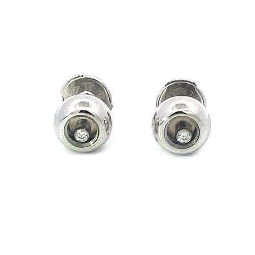 CHOPARD HAPPY DIAMOND GOLD STUD EARRINGS 18K WHITE PUFFED BEAD STYLE: CHOPARD HAPPY DIAMOND GOLD STUD EARRINGS 18K WHITE PUFFED BEAD STYLE From the Happy Diamond Collection by Chopard, these lovely stud earrings are crafted from 18k white gold with a polished finish fea