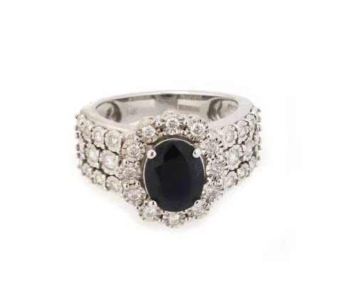 EFFY DIAMOND & SAPPHIRE 14K WHITE GOLD COCKTAIL RING SIZE 7 - LIQUIDATION: EFFY DIAMOND & SAPPHIRE 14K WHITE GOLD COCKTAIL RING SIZE 7 - Effy Diamond & Sapphire 14k White Gold Cocktail Ring Size 7 - Description This is an authentic cocktail ring by Effy, it is crafted from 1