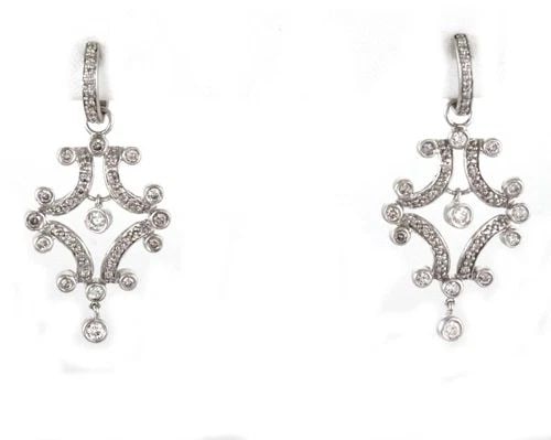 STUNNING 2.00CT DIAMONDS 14K WHITE GOLD CHANDELIER DANGLE EARRINGS LIQUIDATION (1 of 2)