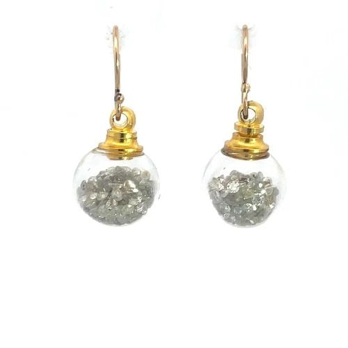 DIAMOND LOCKET EARRINGS 14K GOLD &GOLD FILLED 7 CARAT FLOATING NATURAL DIAMONDS (1 of 2)