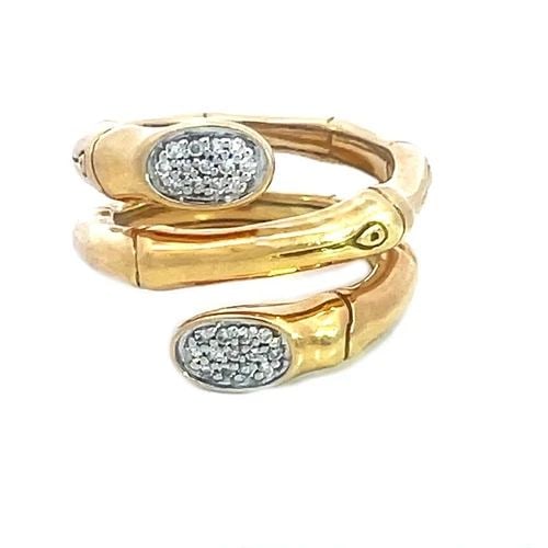 JOHN HARDY BAMBOO GOLD RING 18K YELLOW DOUBLE ROW BYPASS STYLE: JOHN HARDY BAMBOO GOLD RING 18K YELLOW DOUBLE ROW BYPASS STYLE This gorgeous nature's style authentic ring is by John Hardy from the Planted Bamboo Collection, the ring is crafted from 18k yellow gold
