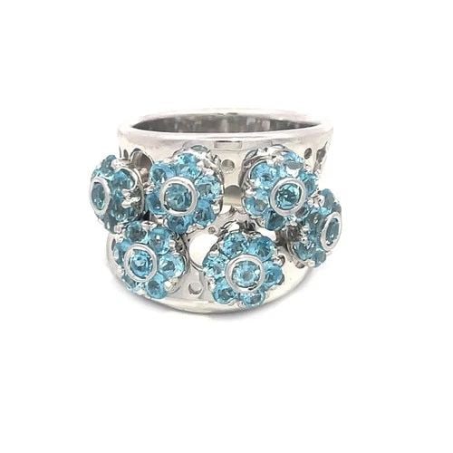 PASQUALE BRUNI GOLD RING 18K WHITE GEMSTONE CLUSTER FLOWER MOTIFS SIZE 7.5 (1 of 2)