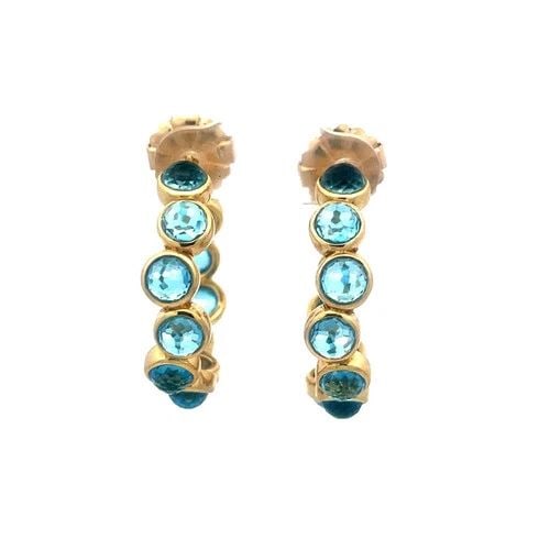 IPPOLITA LILLIPOP GOLD EARRINGS BLUE TOPAZ 18K YELLOW GOLD HOOP STYLE (1 of 2)
