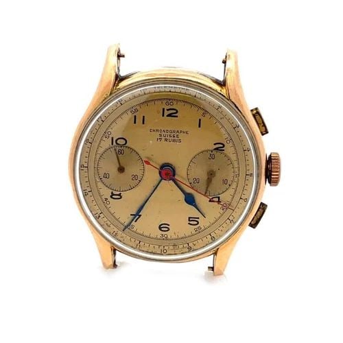 CHRONOGRAPHE SUISSE MEN'S WATCH 35MM 18K ROSE GOLD 17RUBIES (1 of 2)
