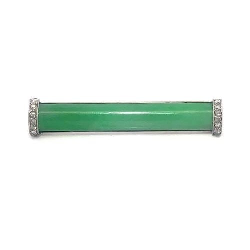 VICTORIAN JADE DIAMOND TIE PIN PLATINUM ROSE CUT APPLE GREEN (1 of 2)