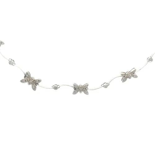 DIAMOND GOLD NECKLACE BUTTERFLY MOTIFS BAR LINKS COLLAR STYLE (1 of 2)