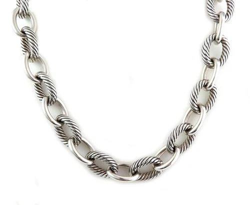 DAVID YURMAN STERLING SILVER LARGE OVAL CABLE LINK CHAIN - LIQUIDATION: DAVID YURMAN STERLING SILVER LARGE OVAL CABLE LINK CHAIN - David Yurman Sterling Silver Large Oval Cable Link Chain - Description This is a bold authentic large link chain necklace by David Yurman, it