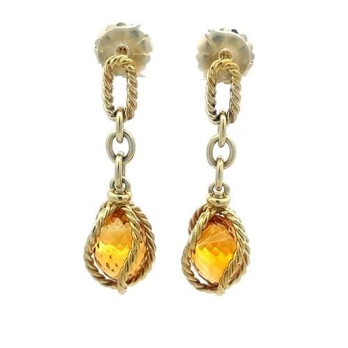 DAVID YURMAN LANTANA GOLD EARRINGS GEMSTONE 18K YELLOW DANGLE STYLE: DAVID YURMAN LANTANA GOLD EARRINGS GEMSTONE 18K YELLOW DANGLE STYLE From his Lantana Collection, these David Yurman gold earrings are a stunning piece of fine jewelry featuring a vibrant briolette cut