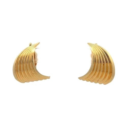 684 CARTIER VINTAGE GOLD EARRINGS CLIP ON 14K YELLOW CURVED SHELL STYLE (1 of 2)