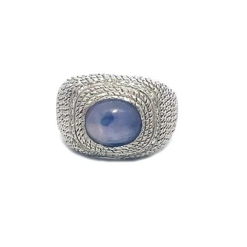 STAR SAPPHIRE DIAMOND GOLD RING 14K WHITE WIRE WRAP SHANK (1 of 2)